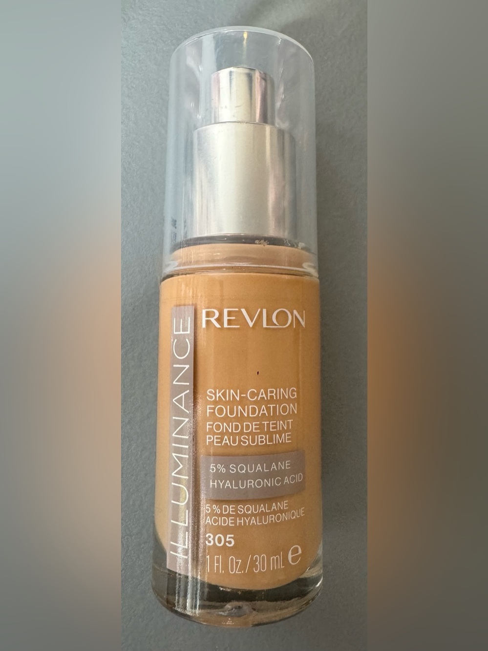 Revlon Luminance Skin-Caring Foundation 305 medium sand squaline hyaluronic acid